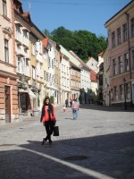 Cobblestone streets lined with antique shops and clothing boutiques, Ljubljana